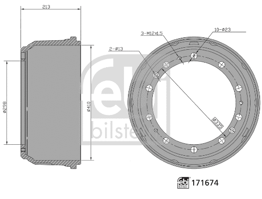 171674 FEBI Тормозной барабан (фото 1)