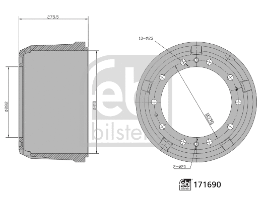 171690 FEBI Тормозной барабан (фото 1)
