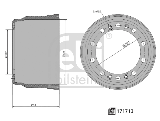 171713 FEBI Тормозной барабан (фото 1)