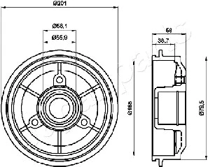 TA-0607 JAPANPARTS Тормозной барабан (фото 1)