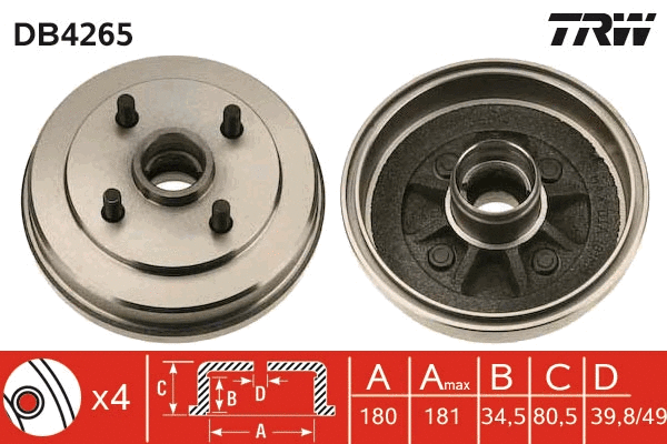 DB4265 TRW Тормозной барабан (фото 1)
