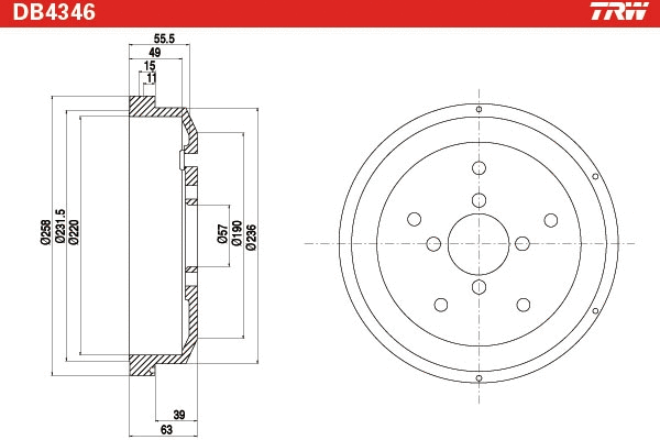 DB4346 TRW Тормозной барабан (фото 2)