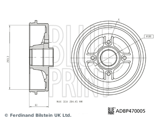 ADBP470005 BLUE PRINT Тормозной барабан (фото 1)