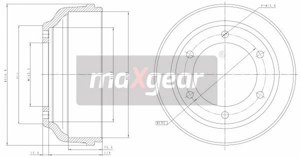 19-2304 MAXGEAR Тормозной барабан (фото 1)