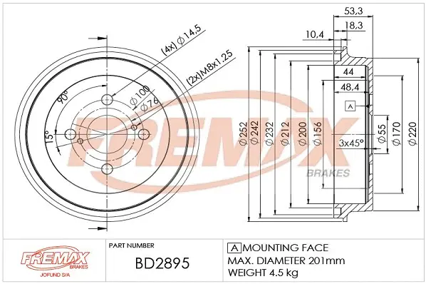 BD-2895 FREMAX Тормозной барабан (фото 2)