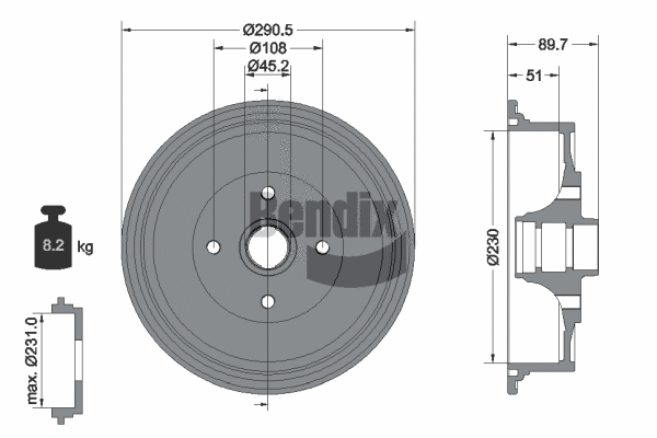 BDM1010 BENDIX Braking Тормозной барабан (фото 1)