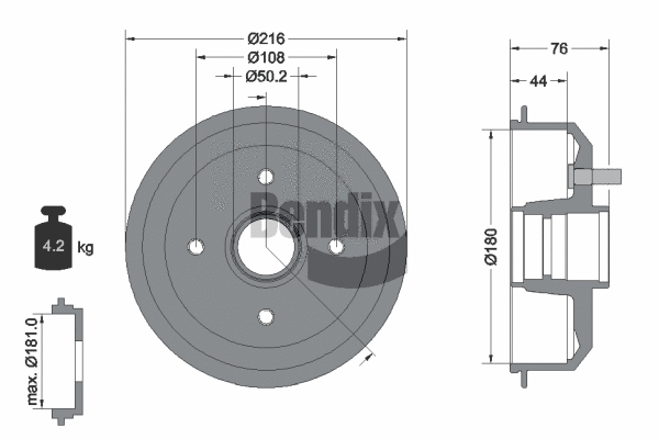 BDM1020 BENDIX Braking Тормозной барабан (фото 1)