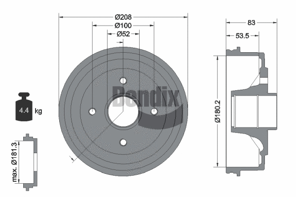 BDM1022 BENDIX Braking Тормозной барабан (фото 1)