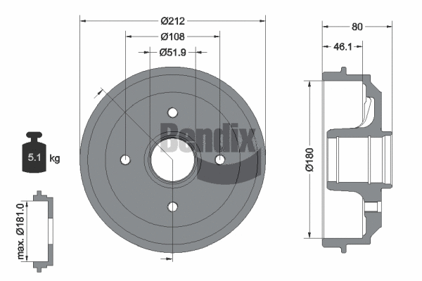 BDM1026 BENDIX Braking Тормозной барабан (фото 1)