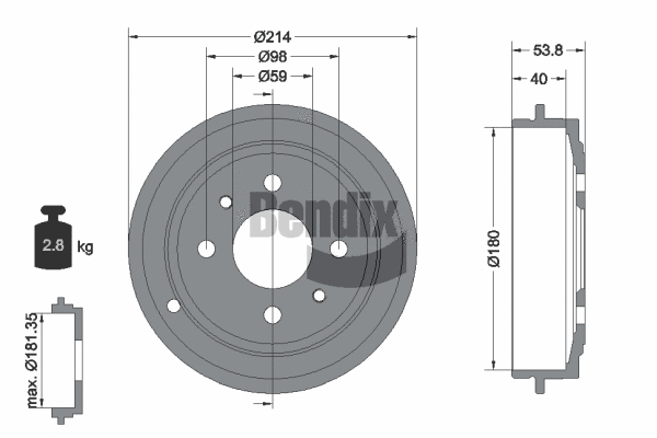 BDM1029 BENDIX Braking Тормозной барабан (фото 1)