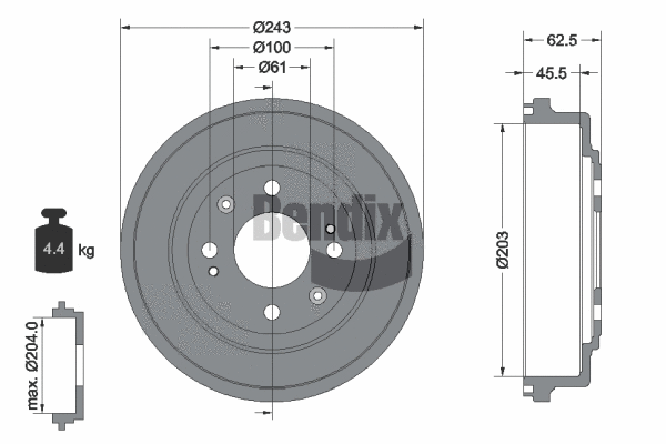 BDM1035 BENDIX Braking Тормозной барабан (фото 1)