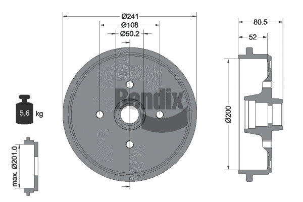 BDM1046 BENDIX Braking Тормозной барабан (фото 1)