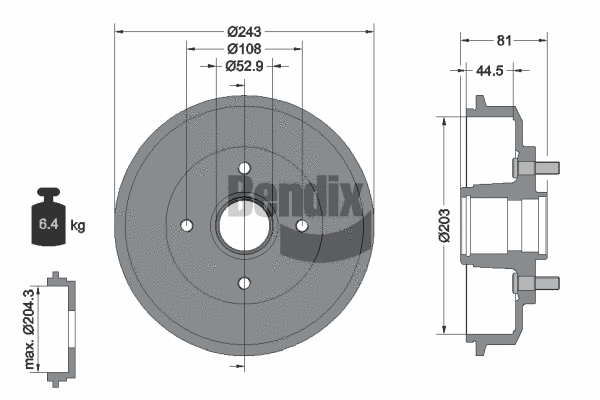 BDM1050 BENDIX Braking Тормозной барабан (фото 1)