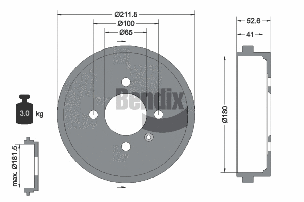 BDM1052 BENDIX Braking Тормозной барабан (фото 1)