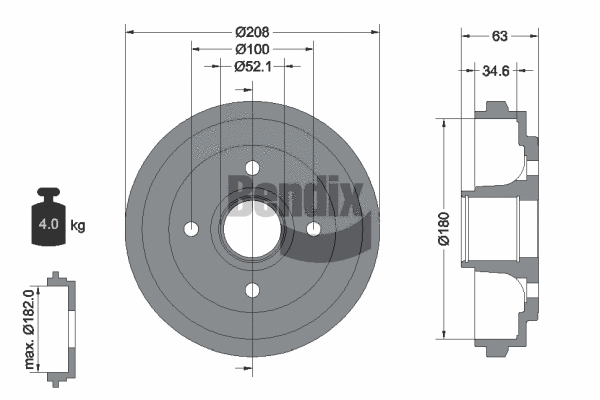 BDM1056 BENDIX Braking Тормозной барабан (фото 1)