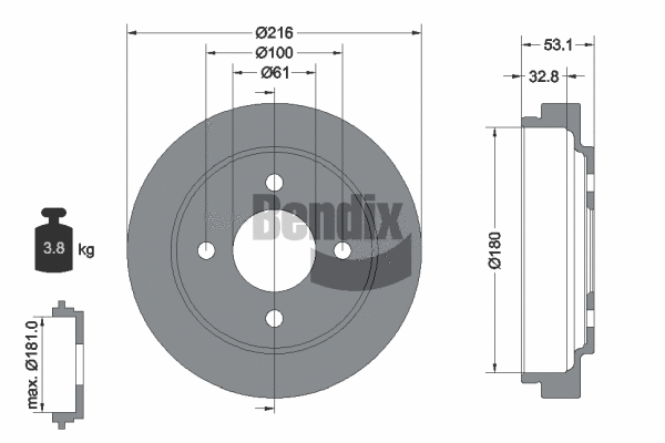 BDM1061 BENDIX Braking Тормозной барабан (фото 1)