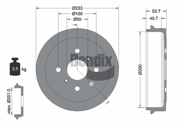 BDM1068 BENDIX Braking Тормозной барабан (фото 1)