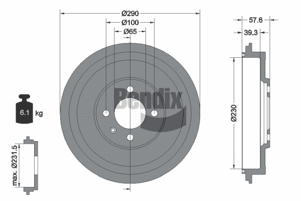 BDM1082 BENDIX Braking Тормозной барабан (фото 1)