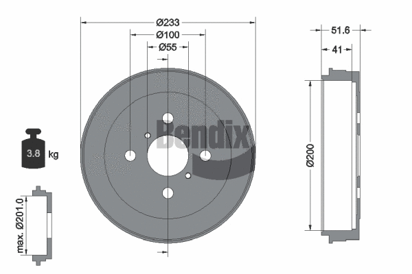 BDM1096 BENDIX Braking Тормозной барабан (фото 1)