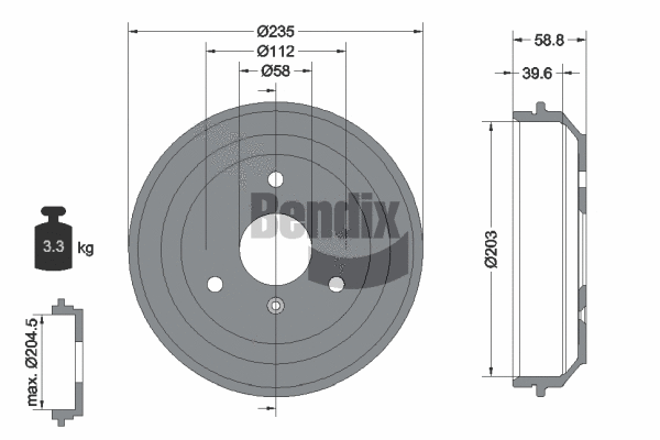 BDM1100 BENDIX Braking Тормозной барабан (фото 1)