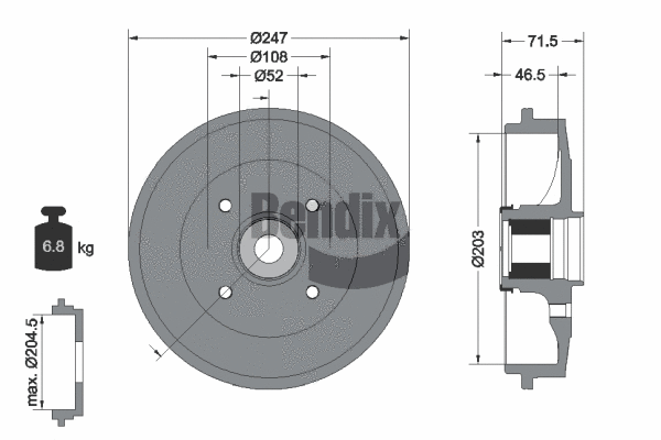 BDM1129 BENDIX Braking Тормозной барабан (фото 1)