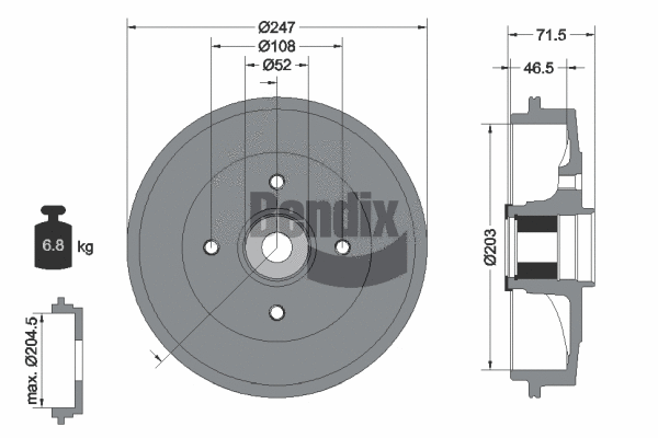 BDM1130 BENDIX Braking Тормозной барабан (фото 1)