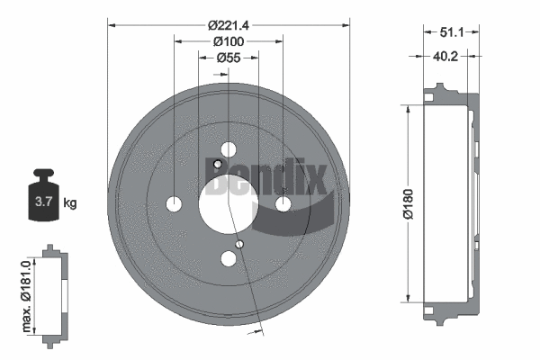 BDM1142 BENDIX Braking Тормозной барабан (фото 1)