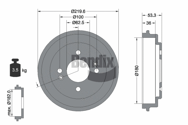 BDM1146 BENDIX Braking Тормозной барабан (фото 1)