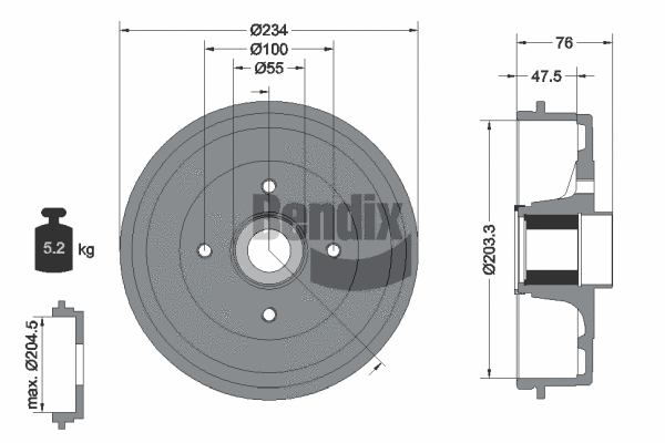 BDM1158 BENDIX Braking Тормозной барабан (фото 1)