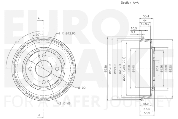 5825252603 EUROBRAKE Тормозной барабан (фото 3)