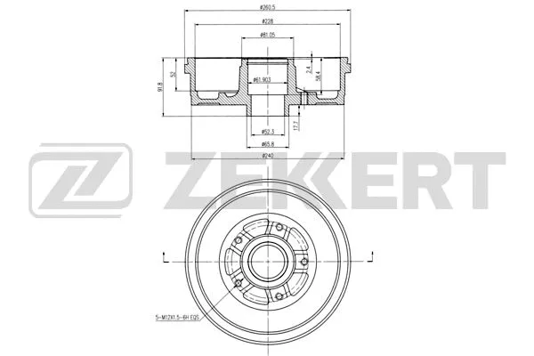 BS-6282 ZEKKERT Тормозной барабан (фото 1)
