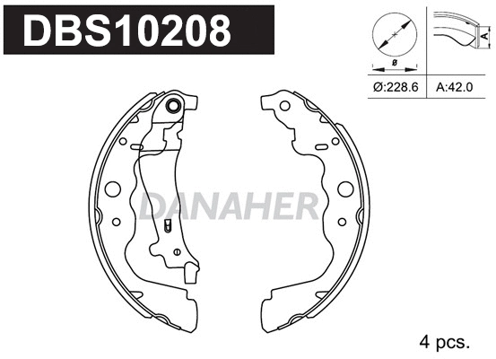 DBS10208 DANAHER Комплект тормозных колодок (фото 1)