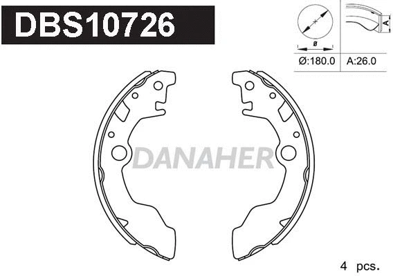 DBS10726 DANAHER Комплект тормозных колодок (фото 1)