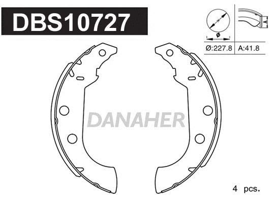 DBS10727 DANAHER Комплект тормозных колодок (фото 1)