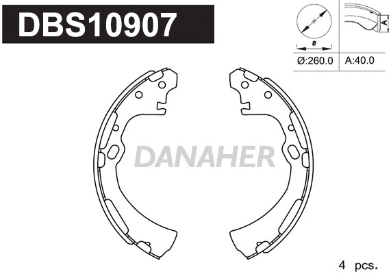 DBS10907 DANAHER Комплект тормозных колодок (фото 1)