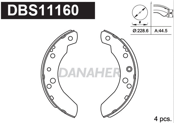 DBS11160 DANAHER Комплект тормозных колодок (фото 1)