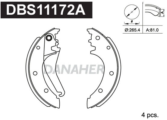 DBS11172A DANAHER Комплект тормозных колодок (фото 1)