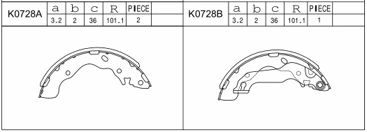 K0728 ASIMCO Комплект тормозных колодок (фото 1)
