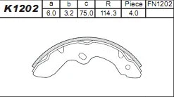 K1202 ASIMCO Комплект тормозных колодок (фото 1)