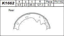 K1662 ASIMCO Комплект тормозных колодок (фото 1)