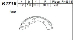 K1718 ASIMCO Комплект тормозных колодок (фото 1)