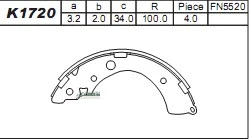 K1720 ASIMCO Комплект тормозных колодок (фото 1)