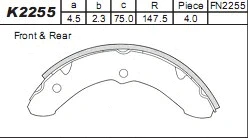 K2255 ASIMCO Комплект тормозных колодок (фото 1)