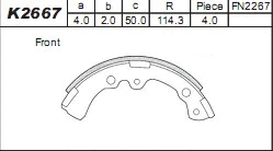 K2667 ASIMCO Комплект тормозных колодок (фото 1)