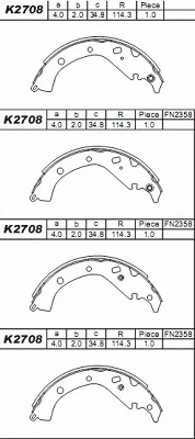 K2708 ASIMCO Комплект тормозных колодок (фото 1)