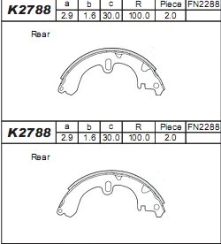K2788 ASIMCO Комплект тормозных колодок (фото 1)