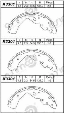 K3301 ASIMCO Комплект тормозных колодок (фото 1)