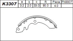 K3307 ASIMCO Комплект тормозных колодок (фото 1)