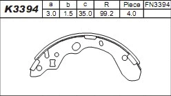 K3394 ASIMCO Комплект тормозных колодок (фото 1)