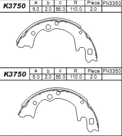 K3750 ASIMCO Комплект тормозных колодок (фото 1)